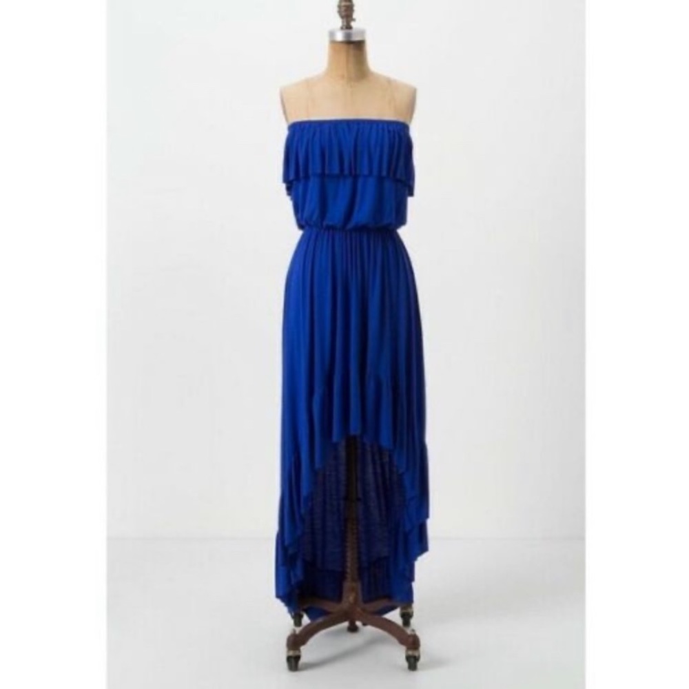 Anthro Lilka Damia Blue Strapless Dress